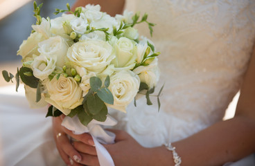 Wedding flowers in hands
