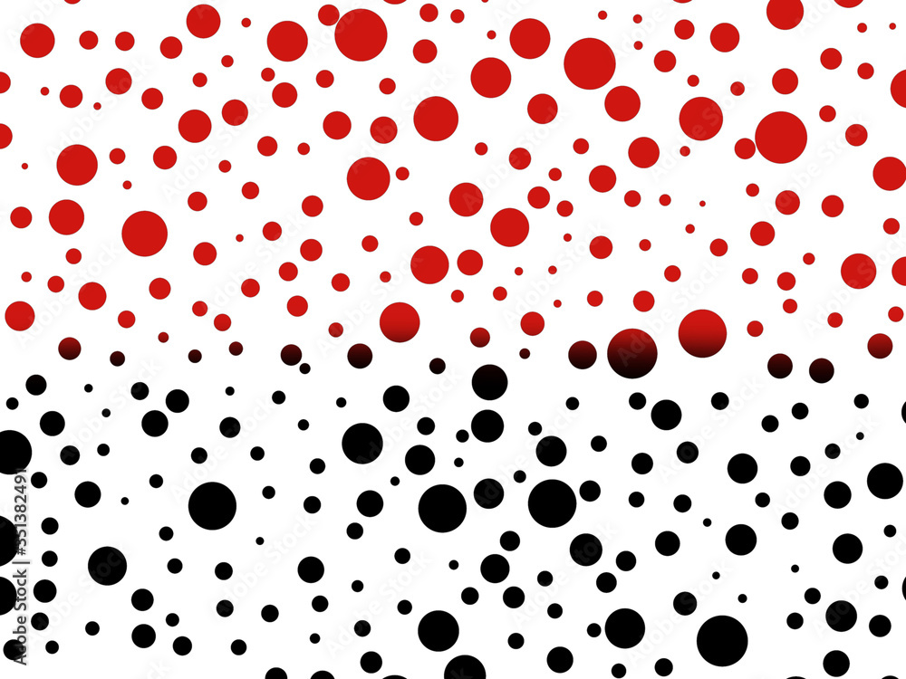 Poster white background texture with black-red large and small polka dots