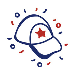 cap with star usa for 4 of july line style icon
