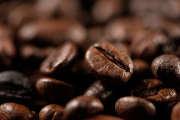 Coffee beans close-up macro shot