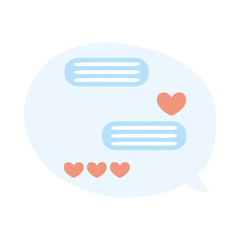 speech bubble with hearts social media