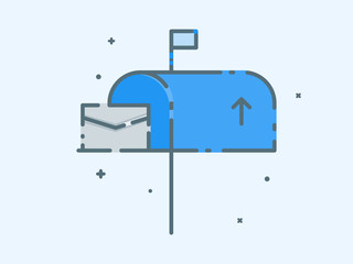 Vector of flat mailbox, media and communication illustration design. Design for logo, presentation, infographic, banner etc.