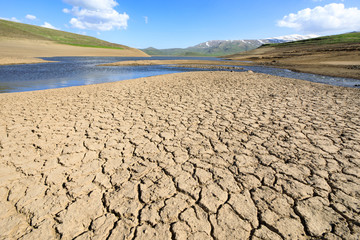 water and broken soil