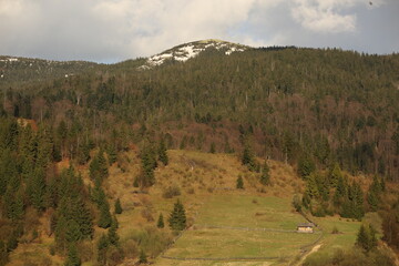 Fototapeta premium Snow whitens in the mountains.