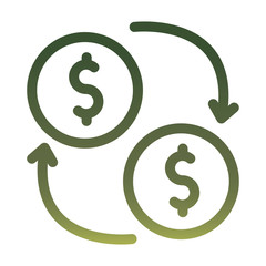 coins with arrows gradient style icon vector design