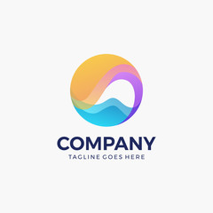 abstract circle wave gradient colorful logo design template. Vector illustration