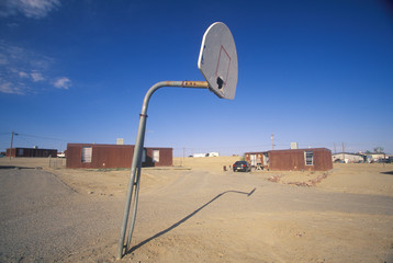 Housing project with basketball court on Navajo Indian Reservation in Shiprock, NM