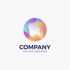 abstract circle fluid wavy gradient colorful logo design template. Vector illustration