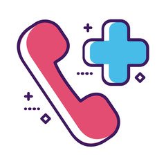 medical cross with telephone line and fill style
