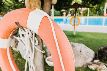 Lifeguard float ring mandatory in all hotel and resort pools.