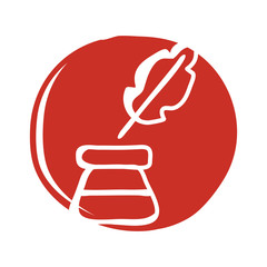 ink bottle and feather block style icon