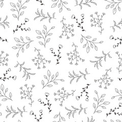 Fototapeta premium Seamless pattern with hand drawn flowers, vector illustration
