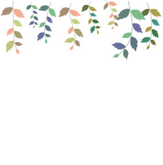 Flowers and leaves banner - white background
