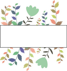 Colorful leaves and flowers banner - white background
