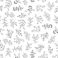 Obraz na płótnie Canvas Seamless pattern with hand drawn flowers, vector illustration