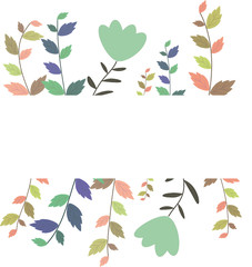 Flowers and leaves banner - white background