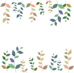 Flowers and leaves banner - white background