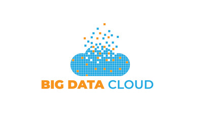 data cloud with modern concept, data, and the cloud can also be used data logos - cloud logos - storage icon, tech symbol with orange and blue colors