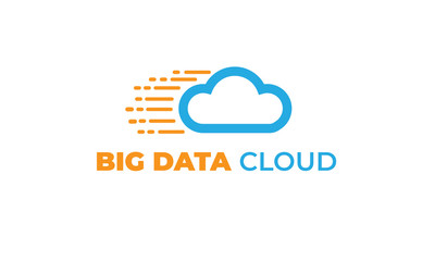 data cloud with modern concept, data, and the cloud can also be used data logos - cloud logos - storage icon, tech symbol with orange and blue colors