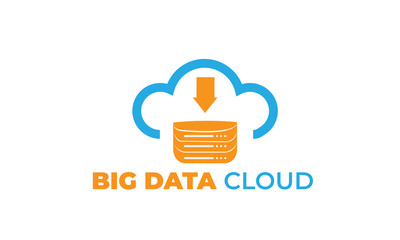 data cloud with modern concept, data, and the cloud can also be used data logos - cloud logos - storage icon, tech symbol with orange and blue colors