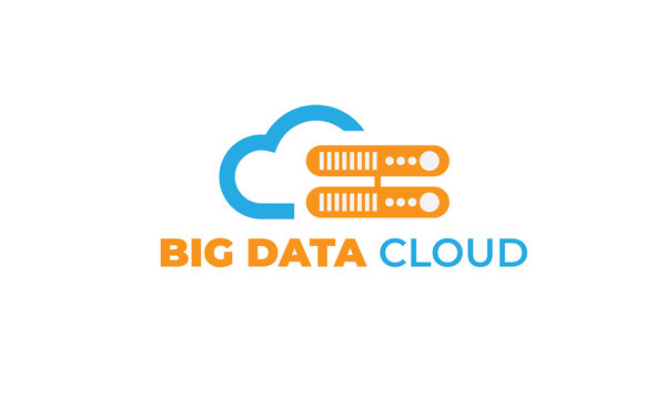 data cloud with modern concept, data, and the cloud can also be used data logos - cloud logos - storage icon, tech symbol with orange and blue colors
