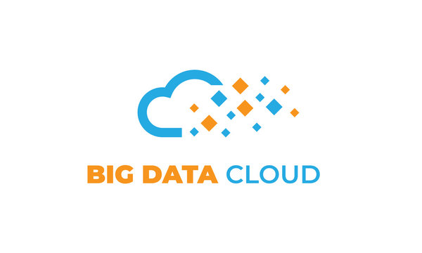 data cloud with modern concept, data, and the cloud can also be used data logos - cloud logos - storage icon, tech symbol with orange and blue colors