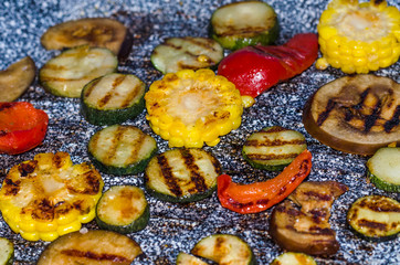 Grilled vegetables in a pan