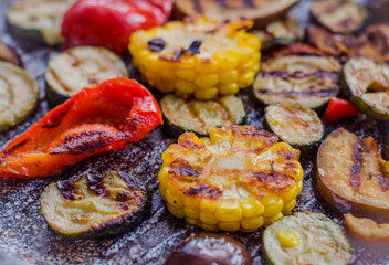 Grilled vegetables in a pan