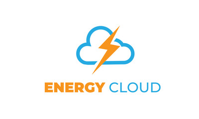 Illustration ENERGY LOGOS with modern concept, Energy, and the cloud can also be used powerful logos - electric logos - lightning icon, industry symbol with orange and blue colors, vector EPS 10