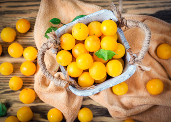 Cherry plum on the table