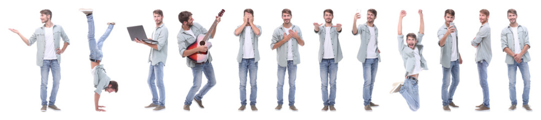 Fototapeta premium panoramic collage of young people leading a healthy lifestyle