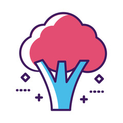 fresh broccoli line and fill style