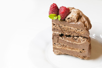 Delicious Chocolate Cake. Tasty dessert in a pastry shop