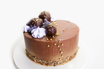 Whole Chocolate Cake. Tasty dessert in a pastry shop