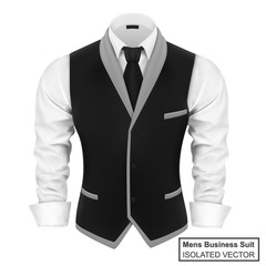 Mens Business Suit with Black Tie, Vector Illustration