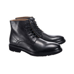 high leather classic men's shoes with laces isolated on white background