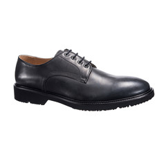 classic men's shoes with glossy leather with laces isolated on a white background, shoe accessory