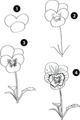 Drawing learn step by step tutorial techniques plants set with vegetables fruits flowers trees vegetation for kids workbook isolated background. Vector illustration flower