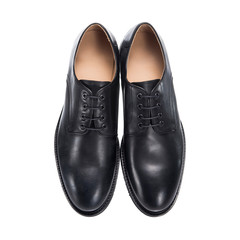 classic men's shoes with glossy leather with laces isolated on a white background, shoe accessory