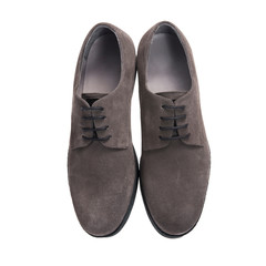 suede leather shoes for men, object isolated on white background, clothing accessory
