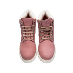 bright women's leather shoes with laces for everyday wear, isolated clothing accessories on a white background