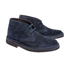 autumn blue suede boots, object isolated on white background, clothing accessory.