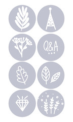 Highlight Cover Stories. Fashion set for bloggers. Frame fashion style.Floral set icons line. Minimal covers.