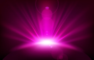 Magenta Rays with lens flare, Vector Illustration