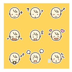 Baby facial expression set.