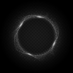 White particles liquid dynamic flow on transparent grid. Vector Illustration