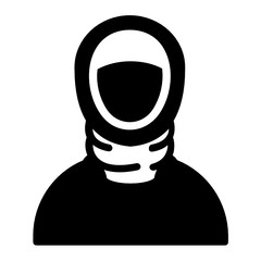 Muslim women wearing veil vector glyph icon design, Ramazan kareem and Islamic Symbols on white background, Lady Wearing Hijab Concept, 
