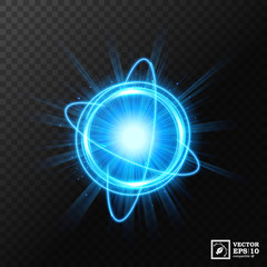 Dynamic Blue Light Explosion on a transparent background, isolated and easy to edit