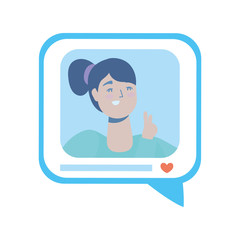 speech bubble with woman social media