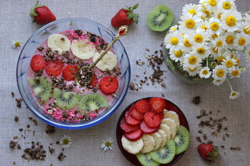 healthy breakfast with yogurt, berries  and granola